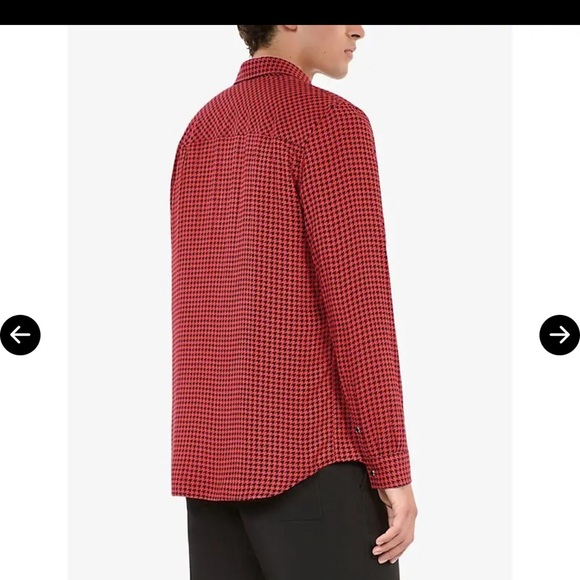 The Kooples Red & Black Houndstooth Button Down Shirt Jacket Over Shirt Size L - Picture 2 of 6